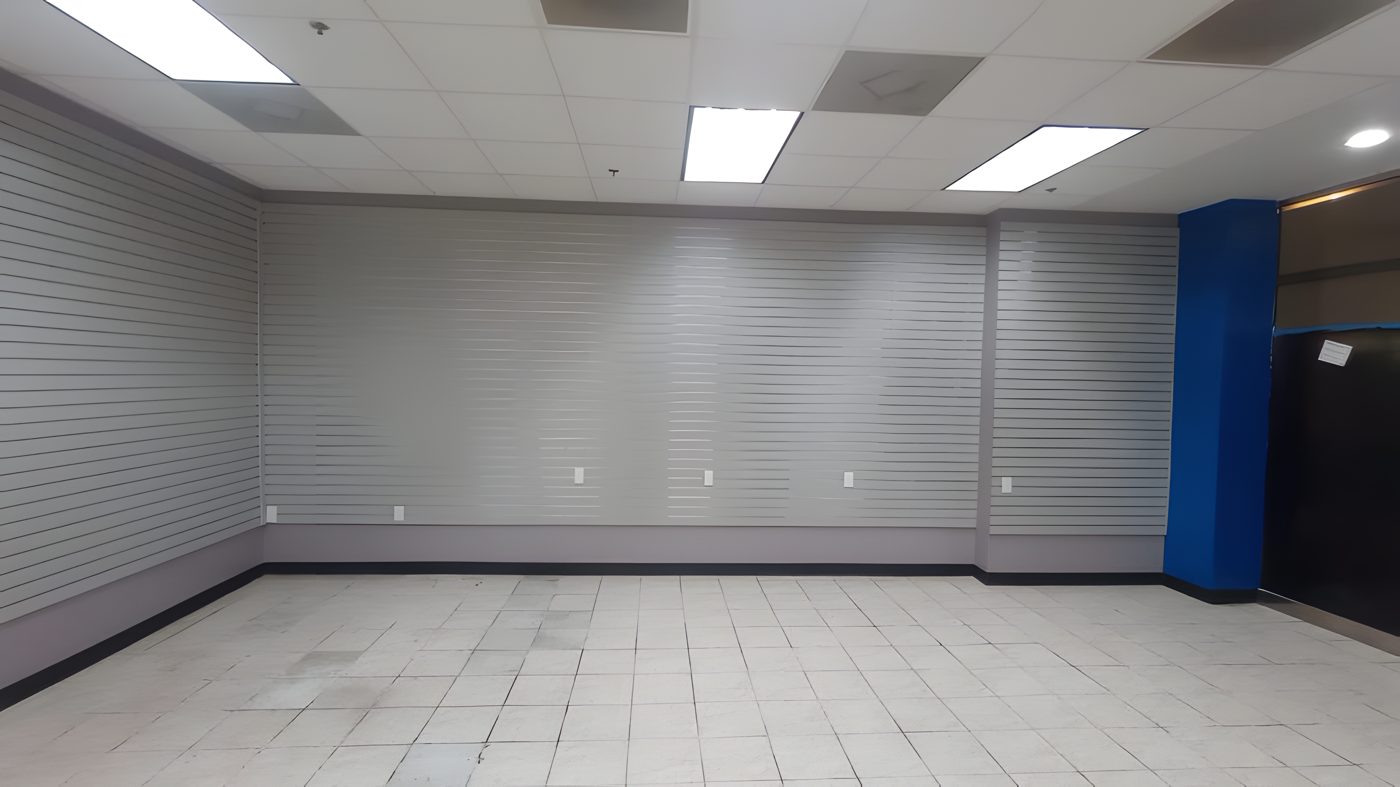 Finished retail space after build-out, ready for fixtures